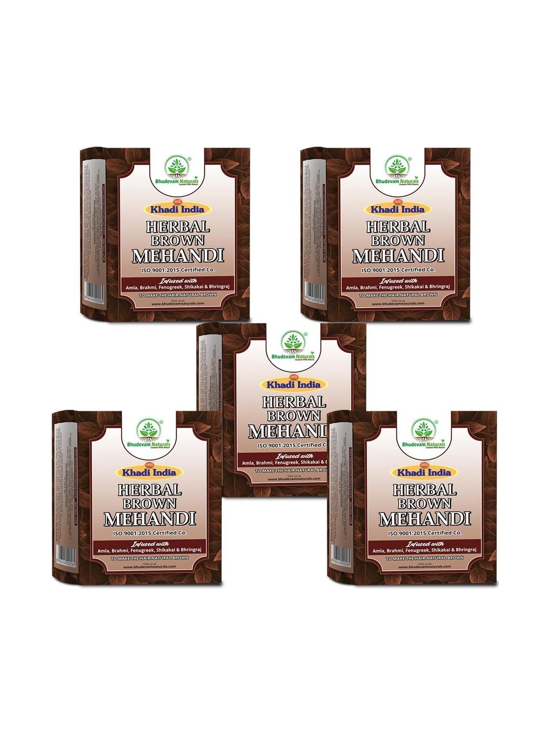 Bhudevam Naturals Set Of 5 Herbal Mehandi Powder - 80 g Each - Brown-image-32