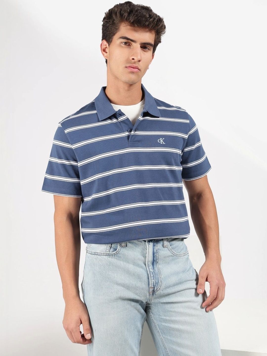 Calvin Klein Jeans Men Striped Polo Collar T-shirt-picture-11