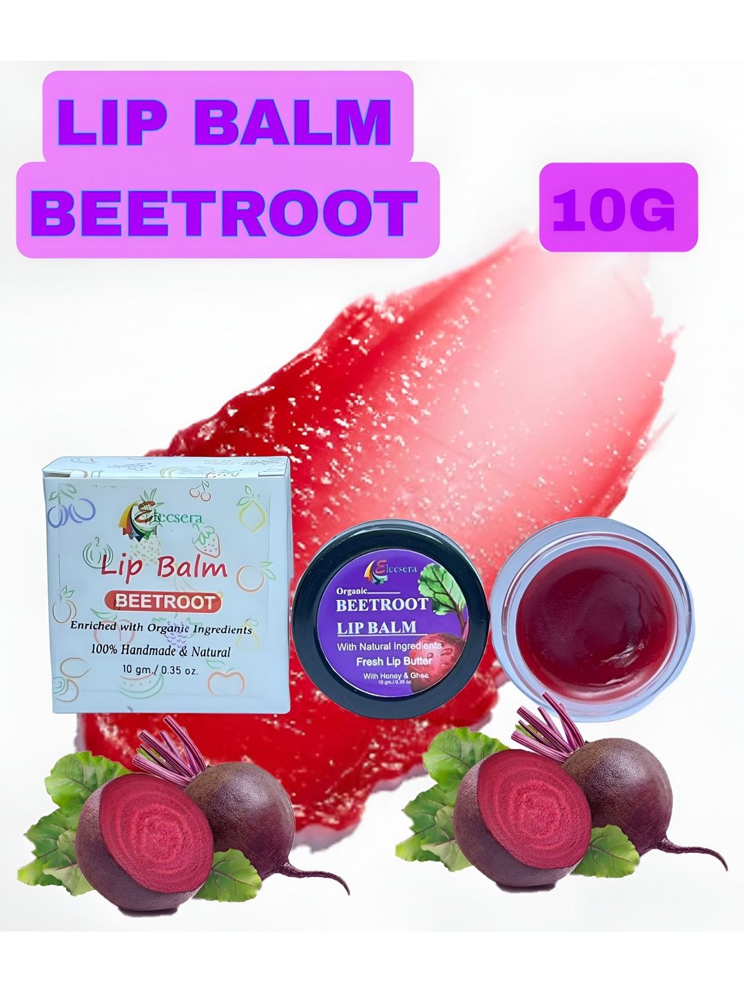 Elecsera Beetroot Lip Balm With Organic Ingredinets - 10 g-image-16