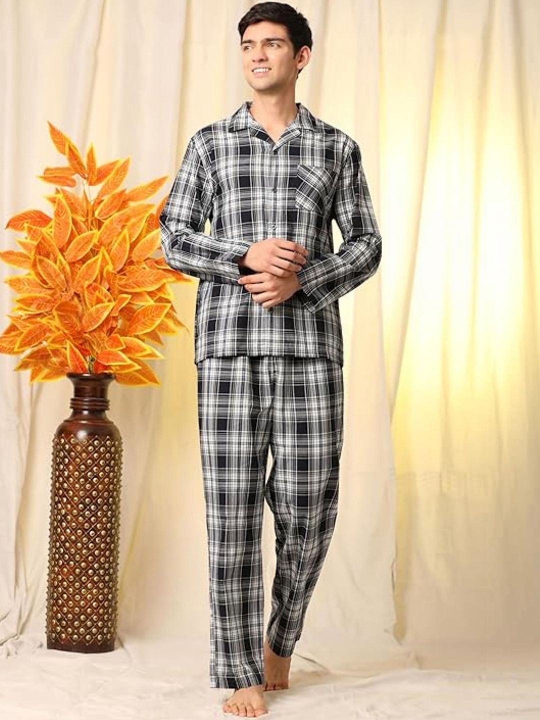 BStories Men Checked Night suit-picture-53