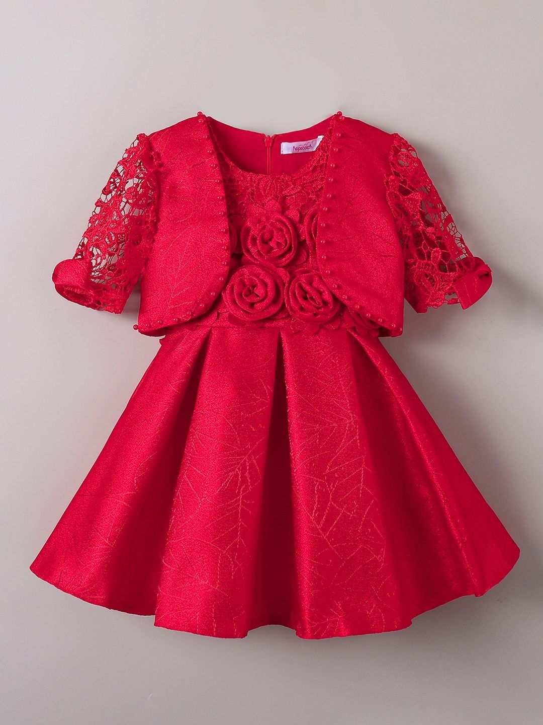 Hopscotch Girls Floral Print Chiffon Fit & Flare Dress-picture-26