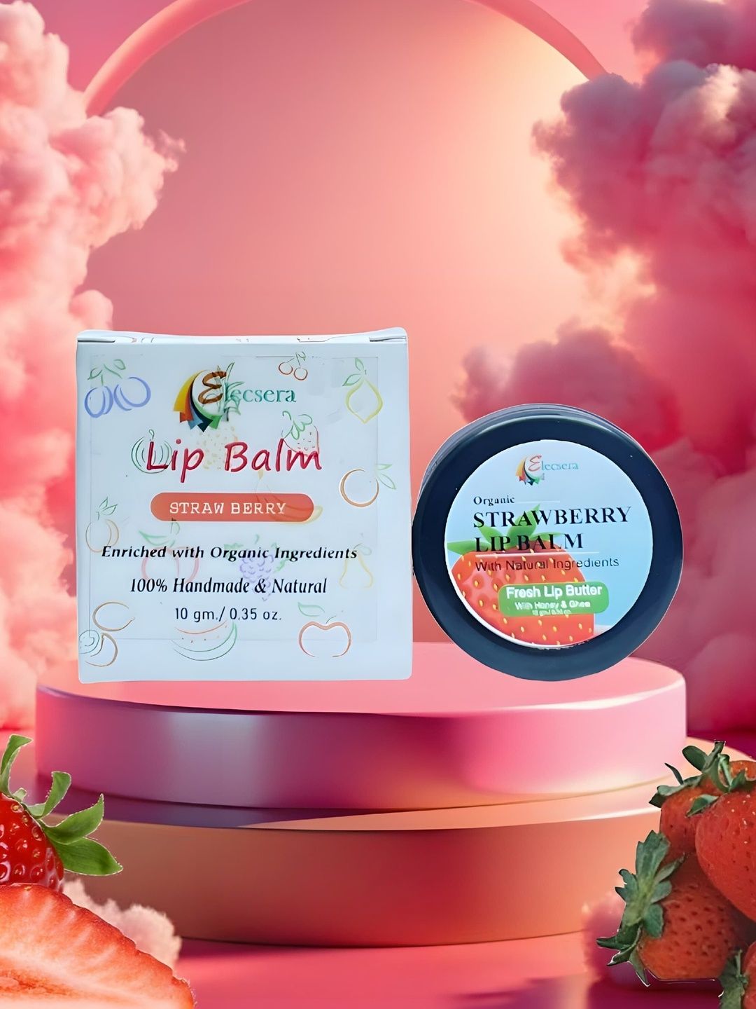 Elecsera Strawberry Lip Balm With Honey & Ghee - Pink - 10 g-picture-26