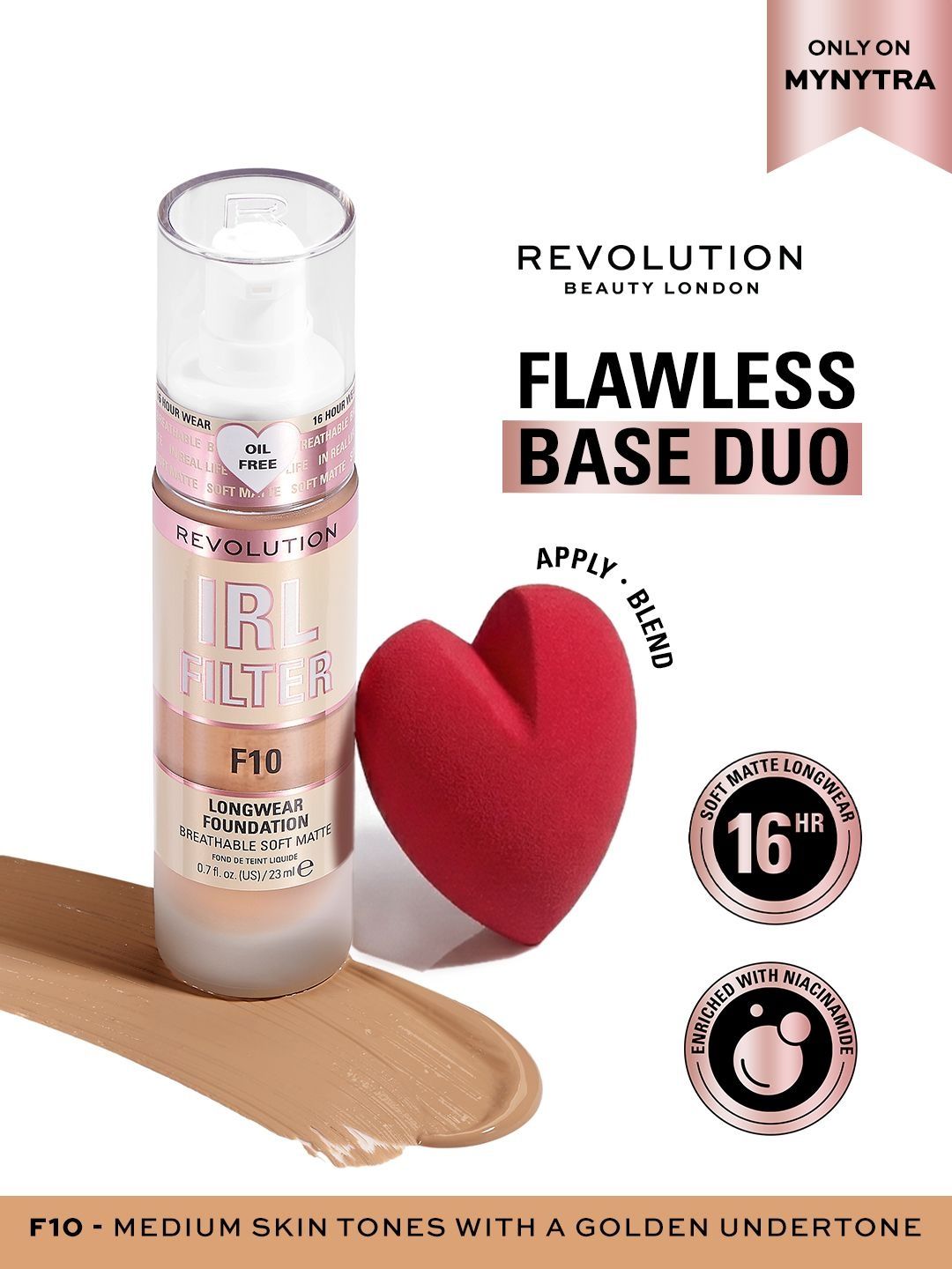 Makeup Revolution IRL Filter Longwear Foundation With Blender - 23 ml - F10-picture-28