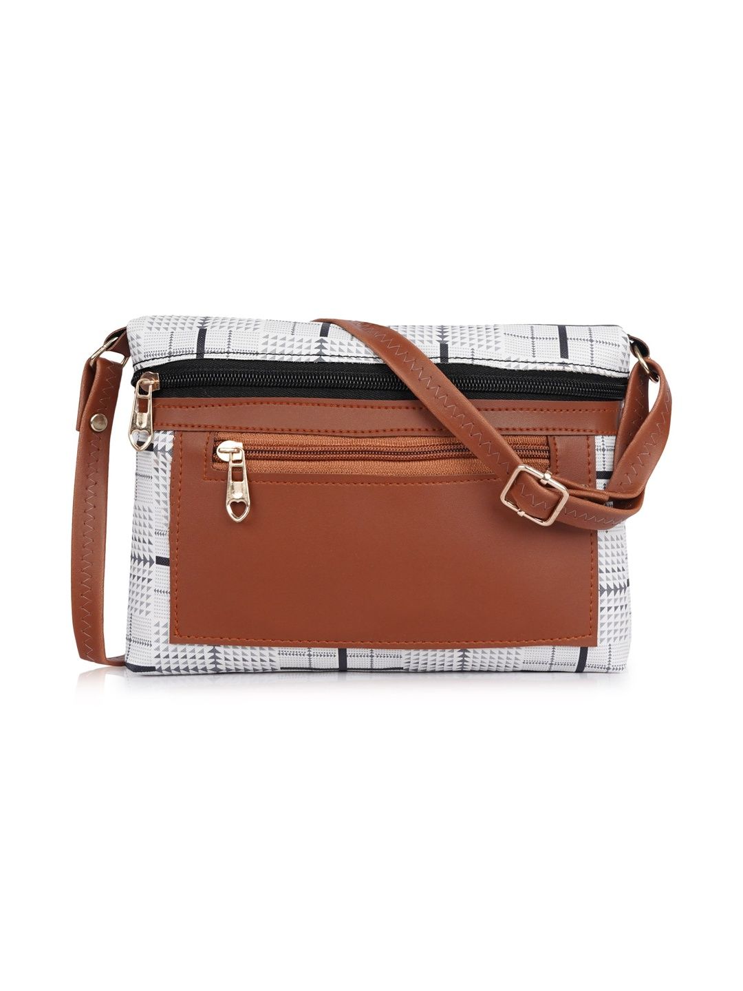 DANIEL CLARK Geometric Checked PU Sling Bag-image-3