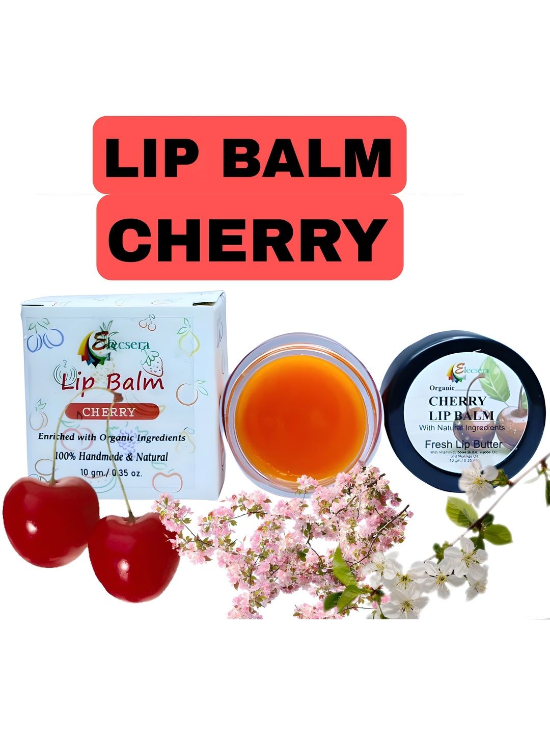 Elecsera Cherry Lip Balm For Dry Lips - 10 g-picture-0