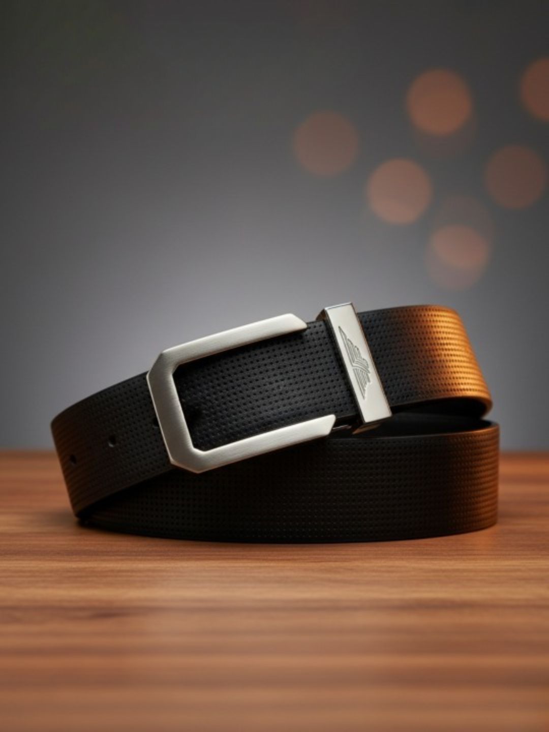Red Tape Men Blue Textured Leather Belt With Push Pin Buckle-picture-39