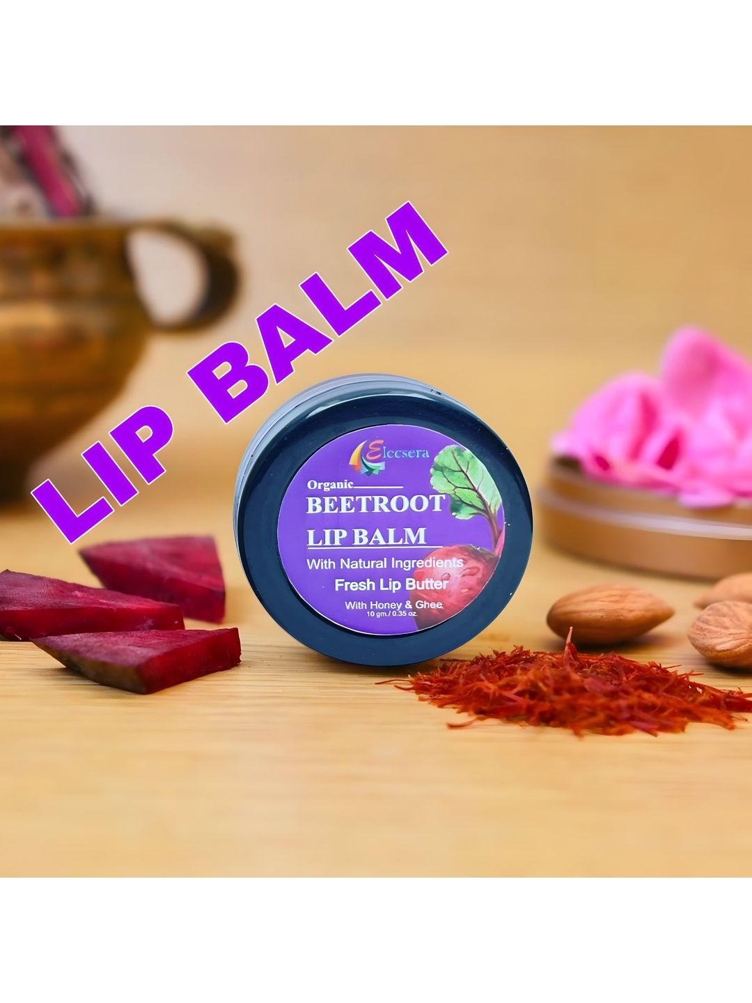 Elecsera Beetroot Lip Balm With Honey & Ghee - 10 g-picture-25