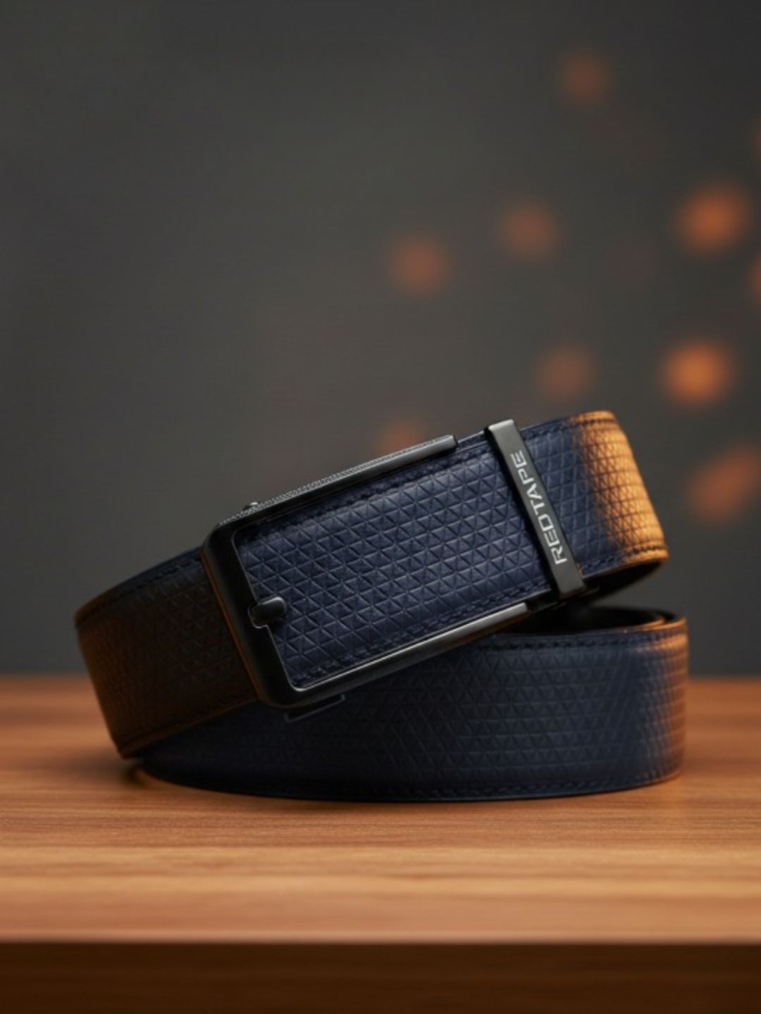 Red Tape Men Blue Textured Leather Formal Casual Autolock Belt-picture-42
