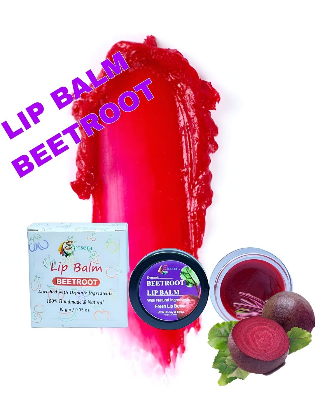 Elecsera Beetroot Lip Balm With Honey & Ghee - Pink - 10 g-picture-45