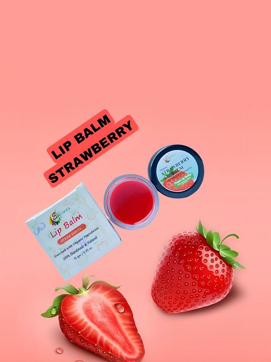 Elecsera Strawberry Lip Balm With Honey & Ghee - Pink - 10 g-picture-16