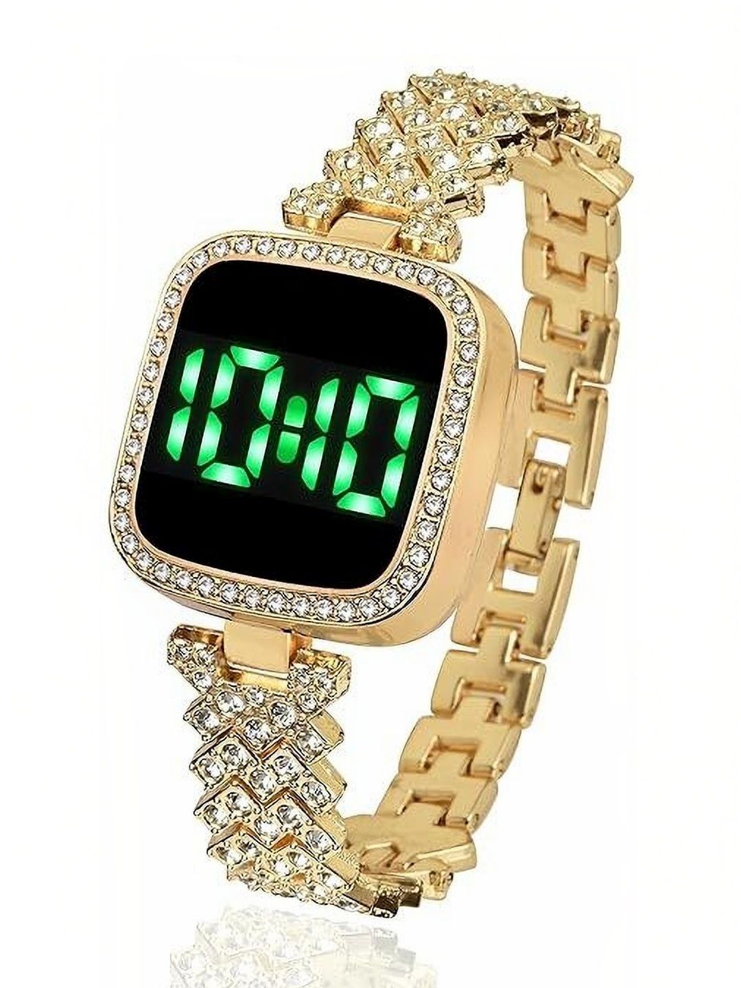 mivaan Girls Dial & Stainless Steel Straps Watch Squer Dimond Gold_&-image-49