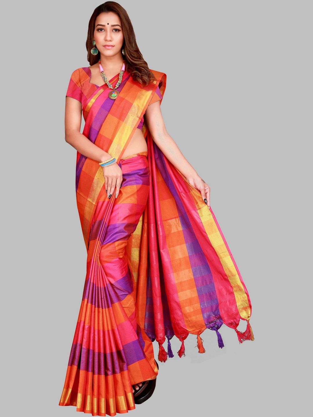 PRIYANSH CREATION New Cotton Silk Fabric Women's Sarees-picture-10