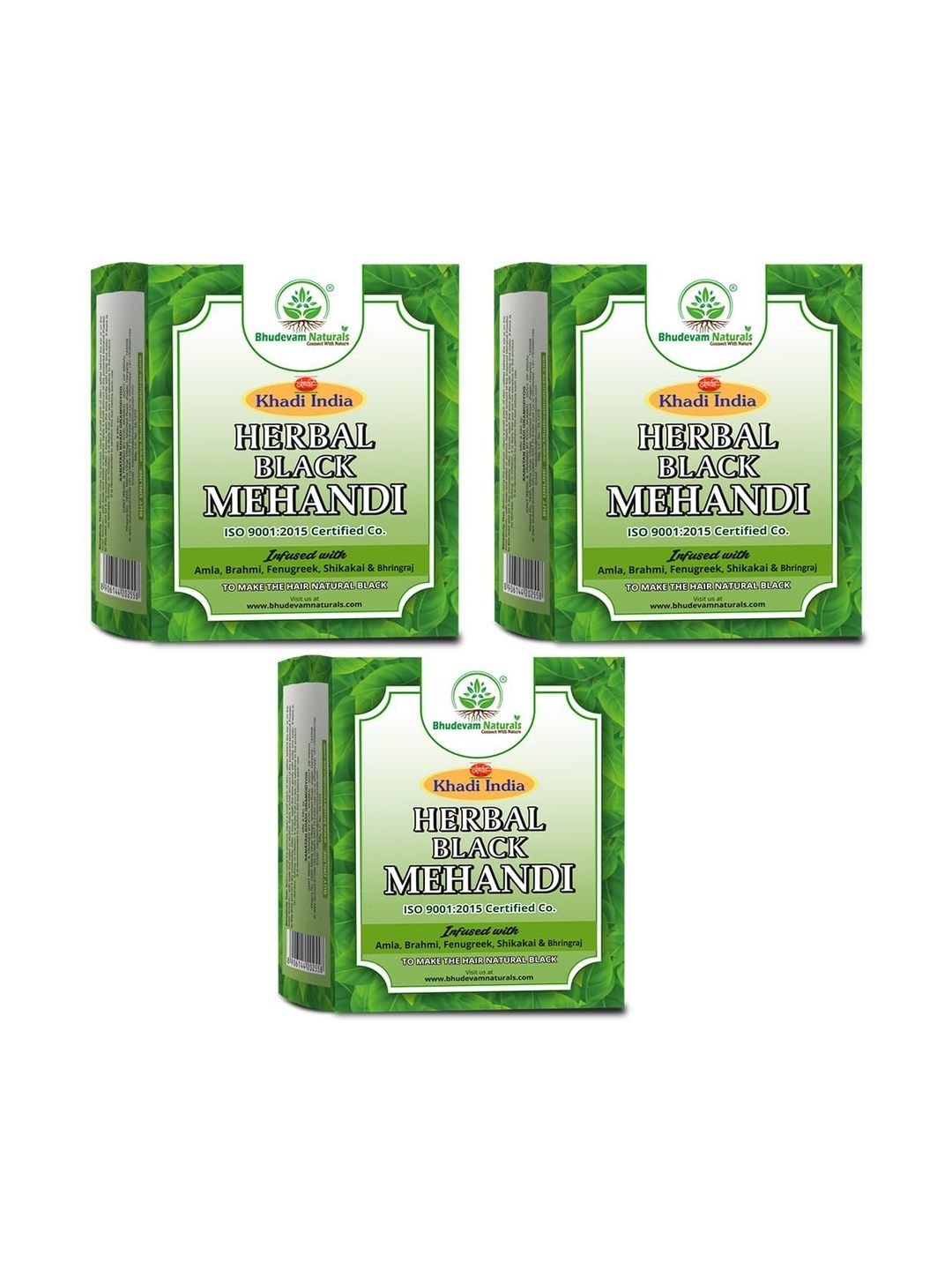 Bhudevam Naturals Set Of 3 Herbal Mehandi Powder - 80 g Each - Black-picture-33