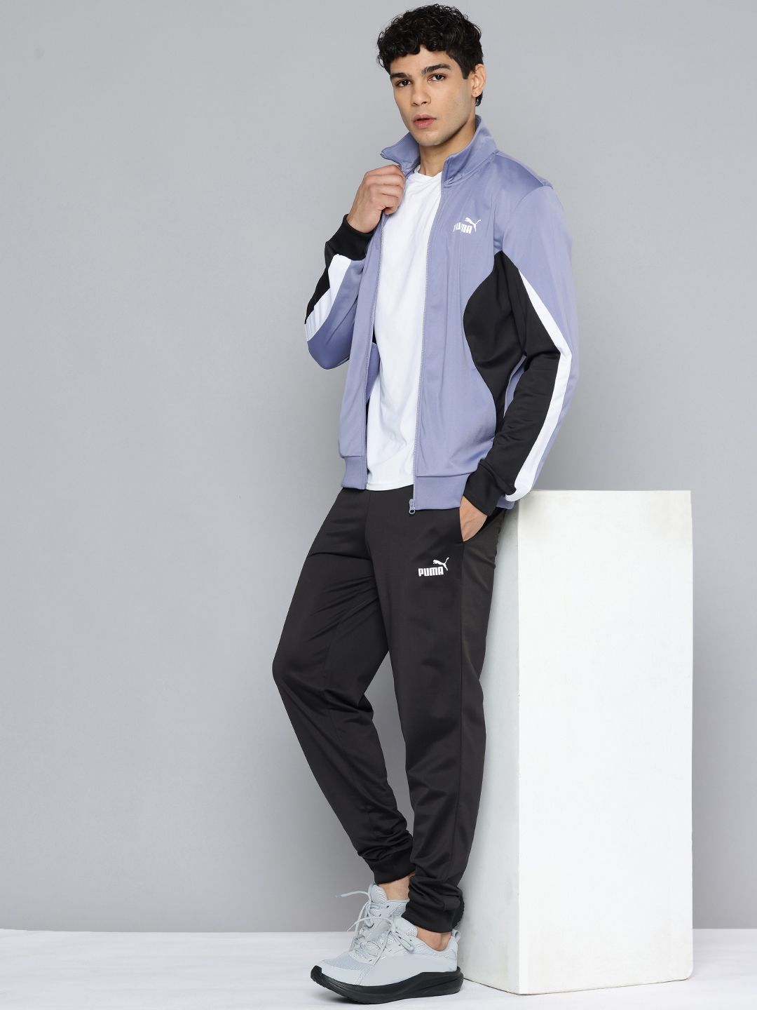 Puma Essentials Mock Collar Colourblocked Knitted Tracksuit-image-48