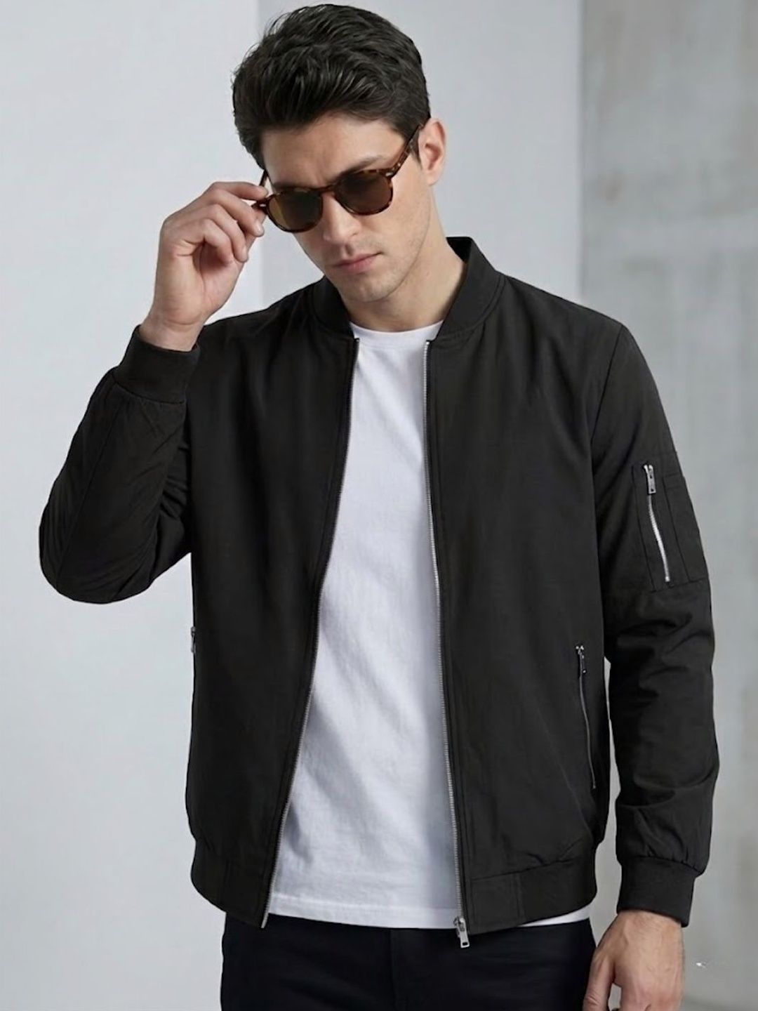 CARABA Men Stand Collar Lightweight Bomber Jacket-picture-29