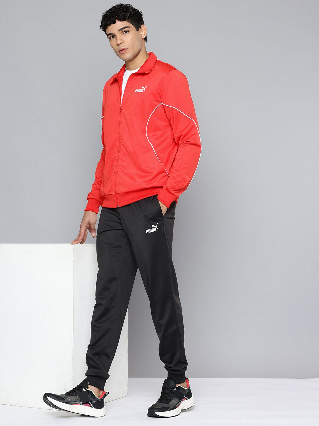 Puma Mock Collar Piping Knitted Tracksuit-image-30