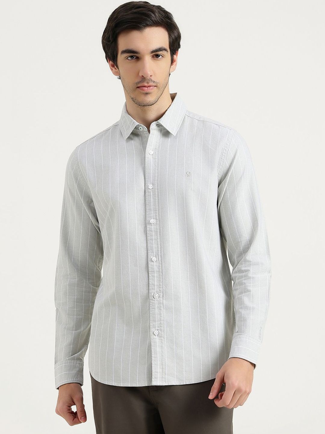 United Colors of Benetton Regular Fit Spread Collar Striped Shirts-picture-27