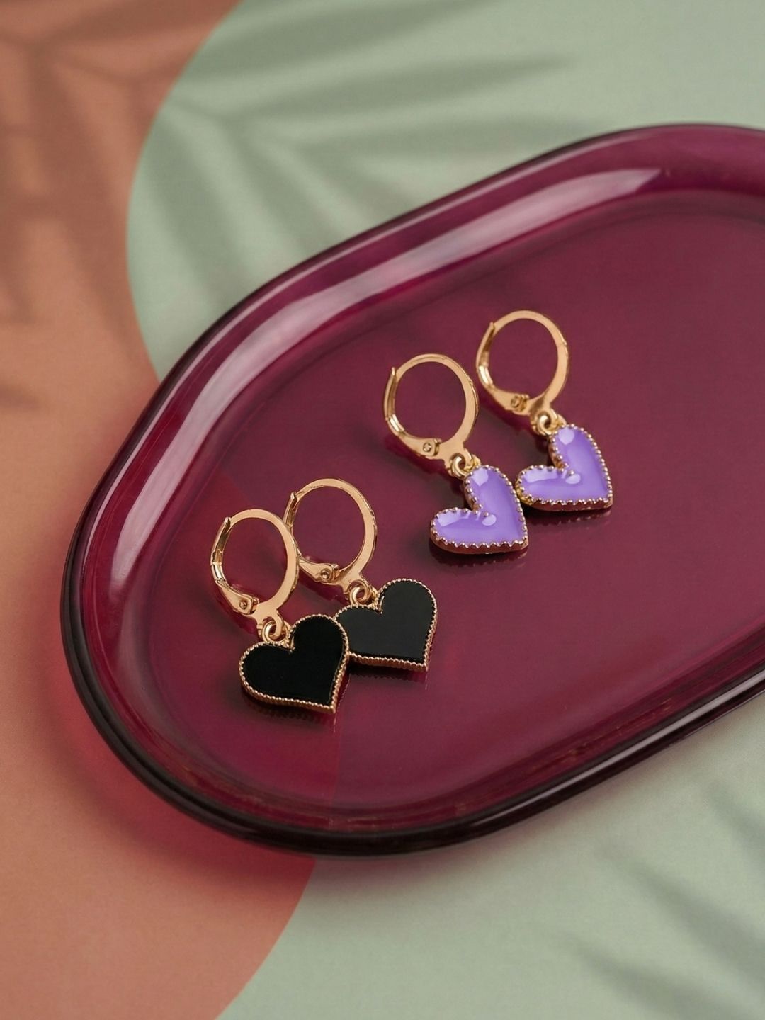 Lara Karen Set Of 2 Gold-Plated Feather Shaped Drop Earrings-image-46