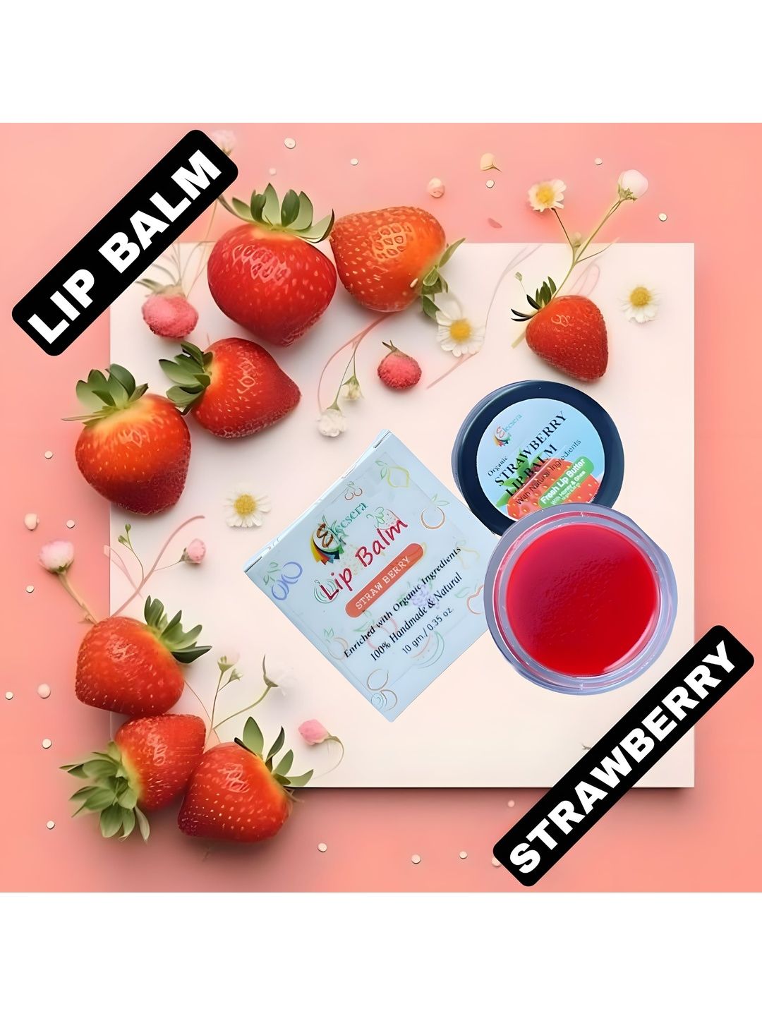 Elecsera Strawberry Lip Balm With Organic Ingredients- 10 g-picture-33
