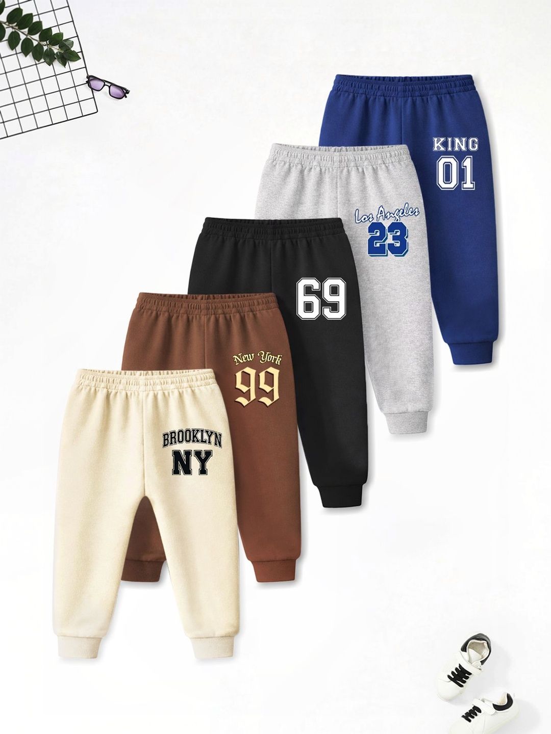YK X Trampoline Pack of 5 Regular Fit Graphic Print Track Pants-picture-28