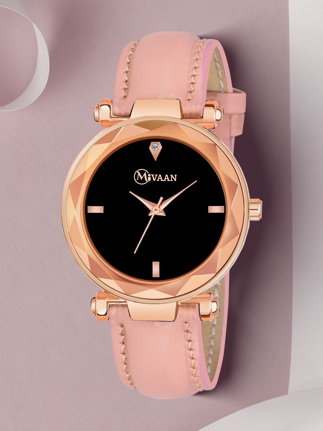 mivaan women dial & straps watch pcl204-pink&