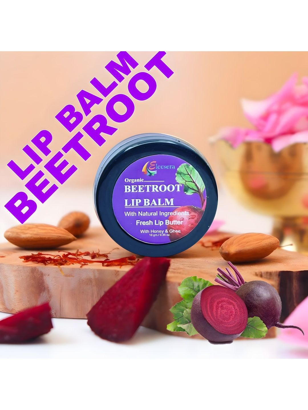 Elecsera Beetroot Lip Balm With Honey & Ghee - Pink - 10 g-picture-15