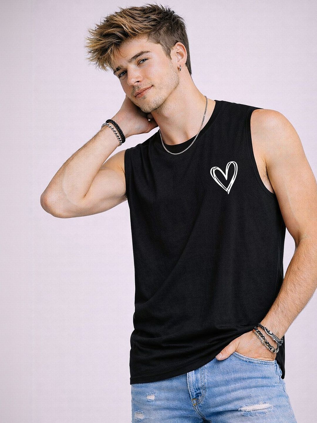 Mast & Harbour Printed Round Neck Cotton Tank Innerwear Vest-picture-30