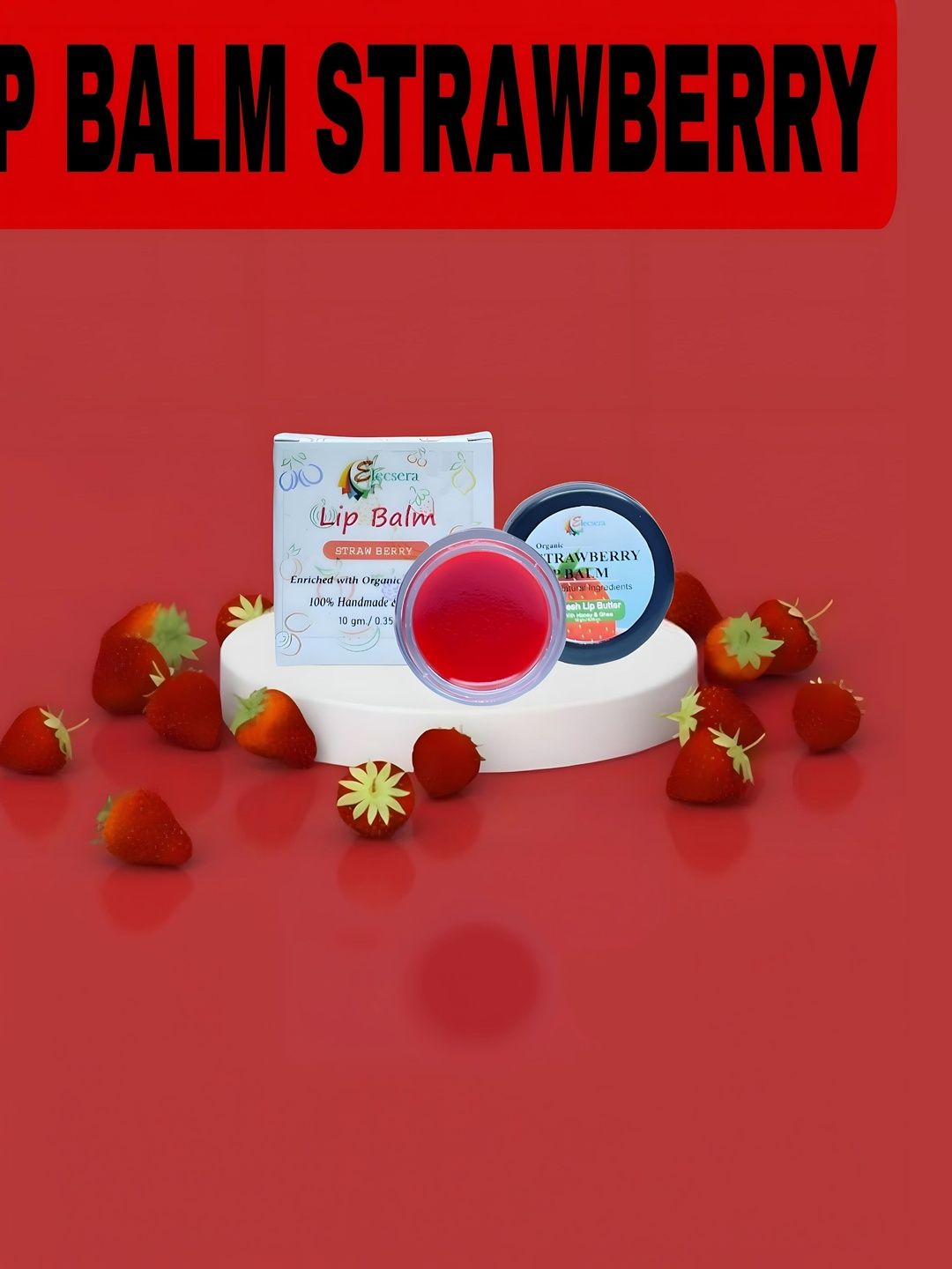 Elecsera Strawberry Lip Balm With Honey & Ghee - Pink - 10 g-picture-23