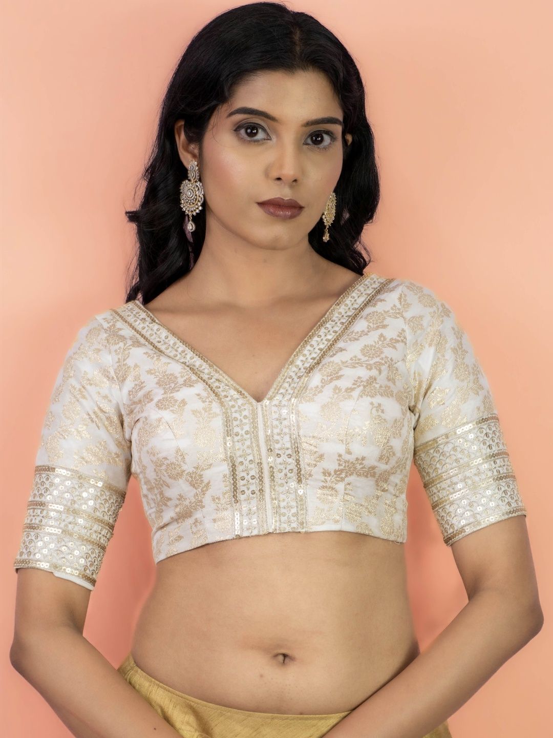FIGURES DESIGNER Embroidered Sequinned Saree Blouse-picture-50