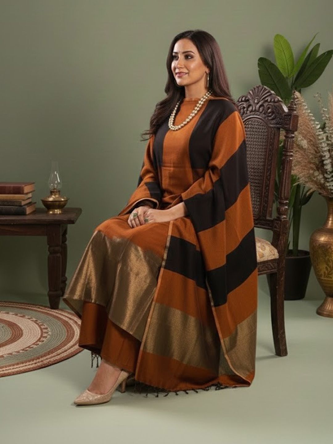 Sangria Striped Dress Material-picture-10