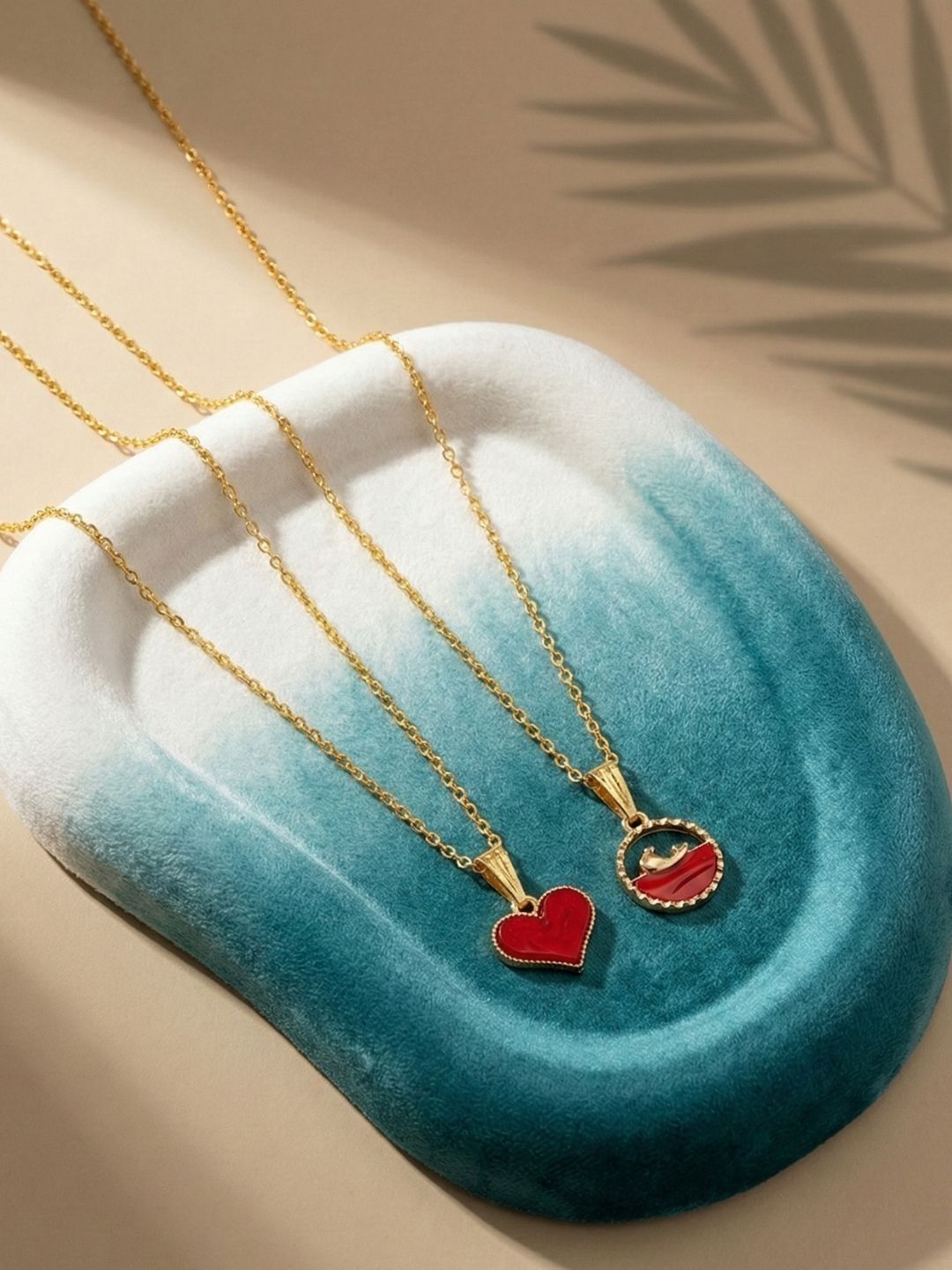 Lara Karen Set Of 2 Gold-Plated Pendants With Chains-picture-29
