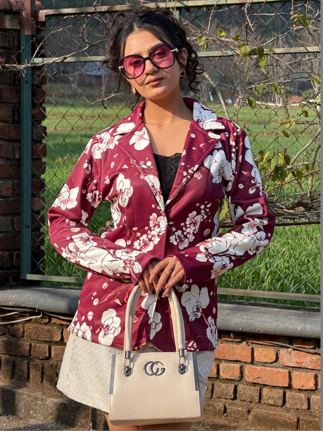 TANDUL Floral Printed Notched Lapel Single-Breasted Blazers-picture-56