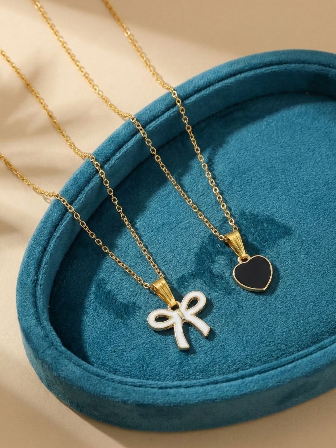 Lara Karen Set Of 2 Gold-Plated Pendants With Chains-picture-32