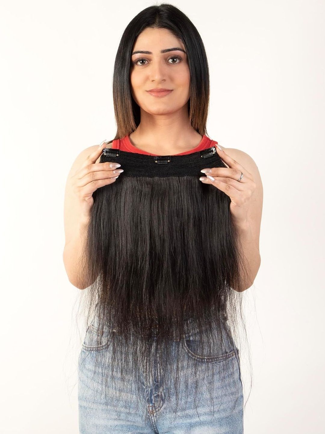 CAPILUS Clip-In Straight Lock Hair Extension - Natural Black - 20 Inch-picture-46