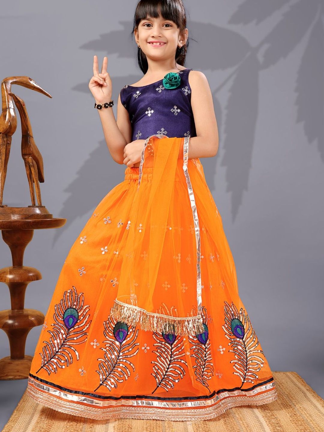 satyamfab Girls Embroidered Ready to Wear Embellished Lehenga & Blouse With Dupatta