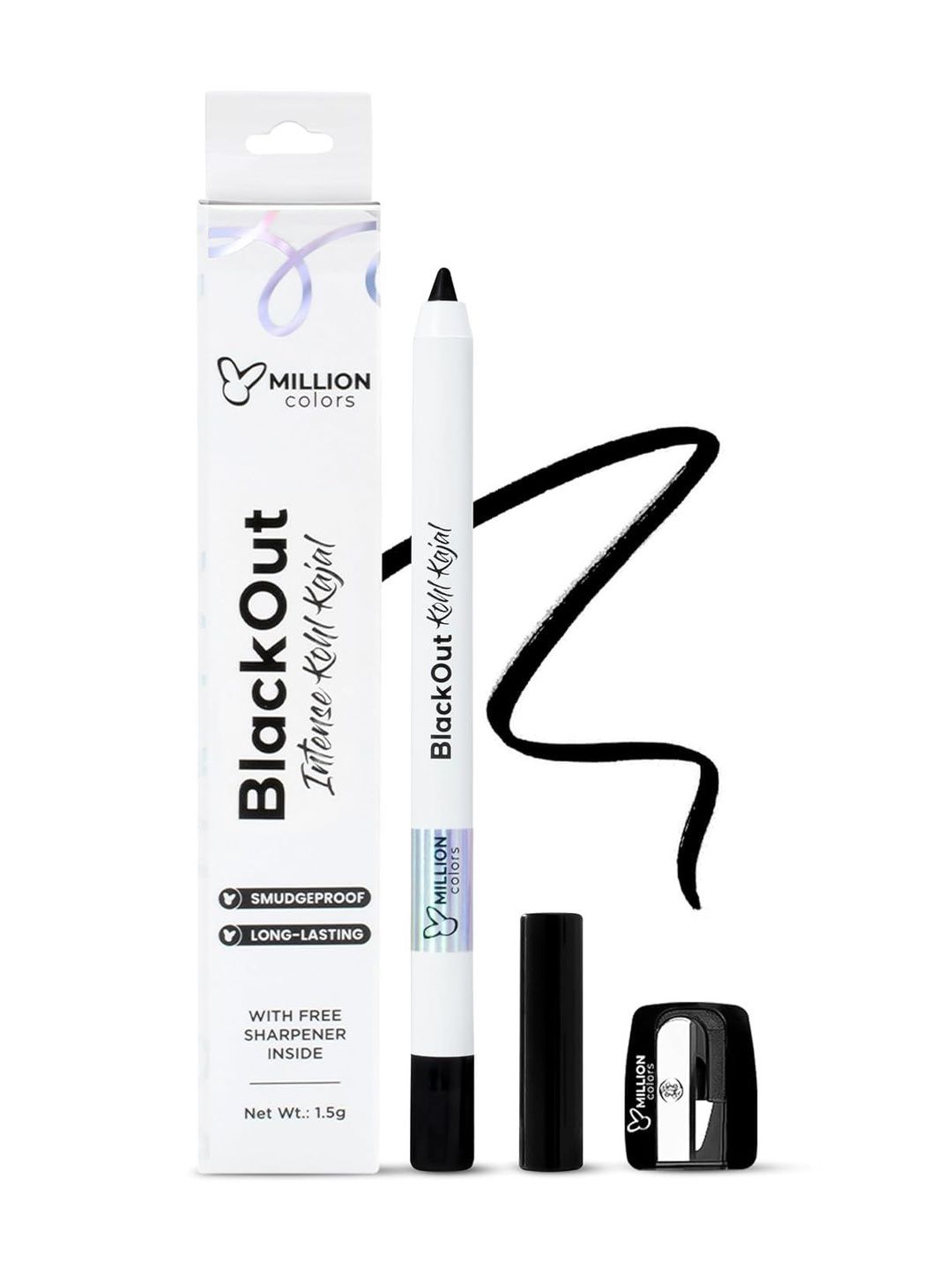 Million Colors Blackout Kohl Kajal Infused With Almond Oil - 1.5 g - Black-image-22