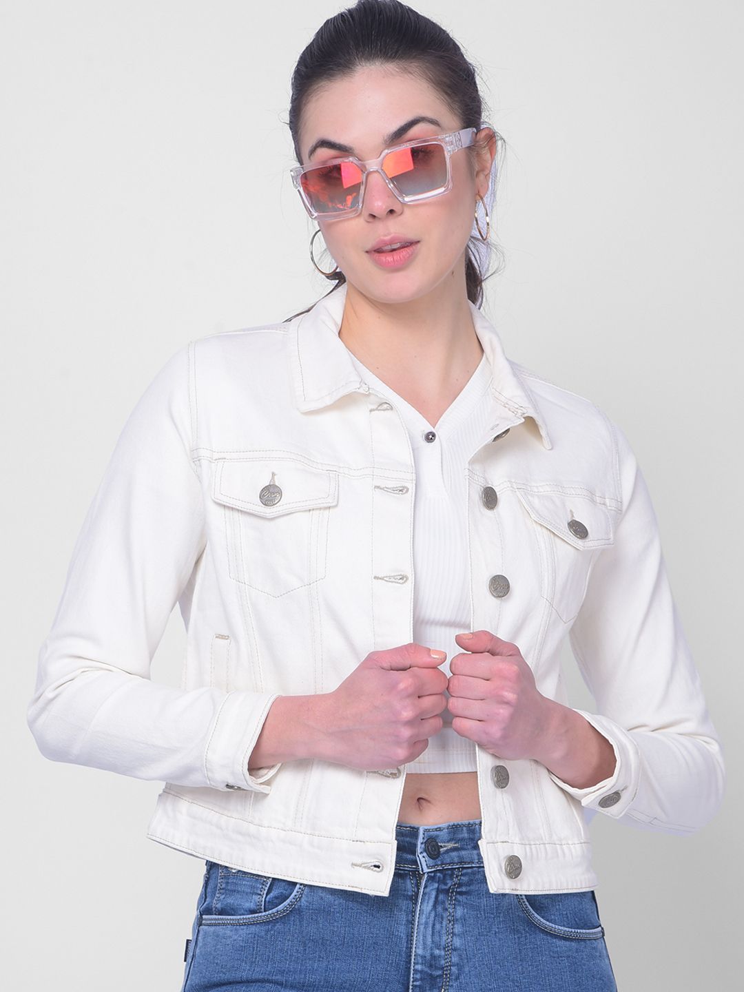 Crimsoune Club Embroidered Detail Denim Jacket-image-36