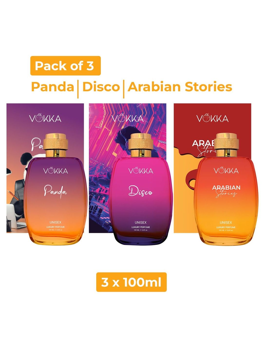 VOKKA Set Of 3 Panda Disco & Arabian Long Lasting Eau de Perfume - 100 ml Each-picture-17
