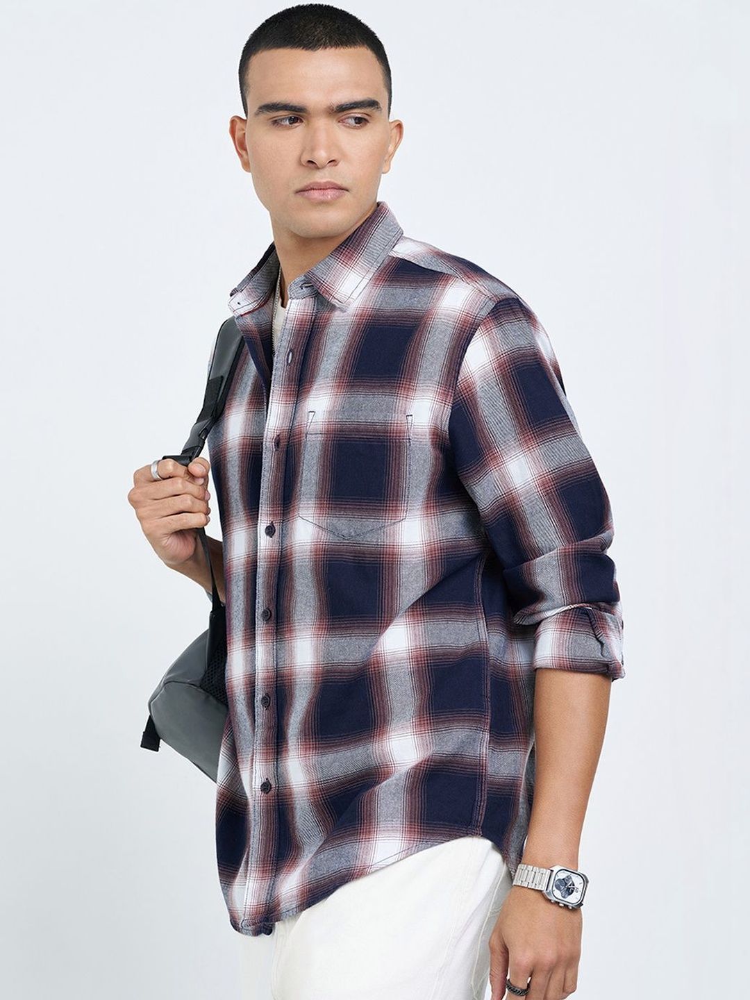 SF JEANS by Pantaloons Men Checked Casual Shirt-picture-45