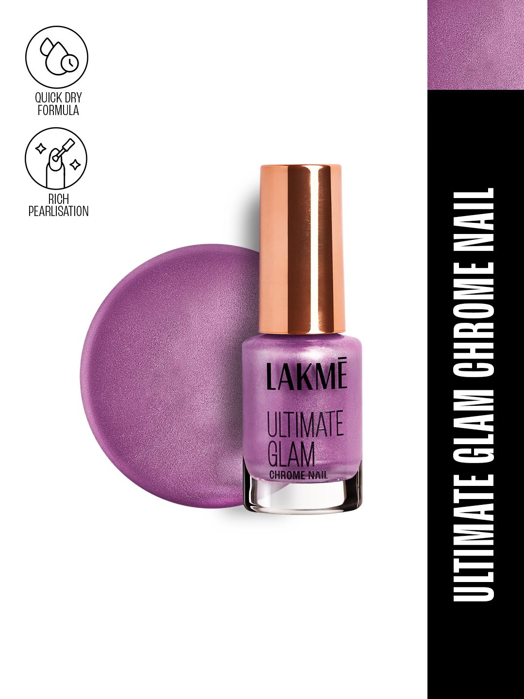 Lakme Ultimate Glam Chrome Nail Paint with Quick Dry Formula 6 ml - Fuschia-picture-32