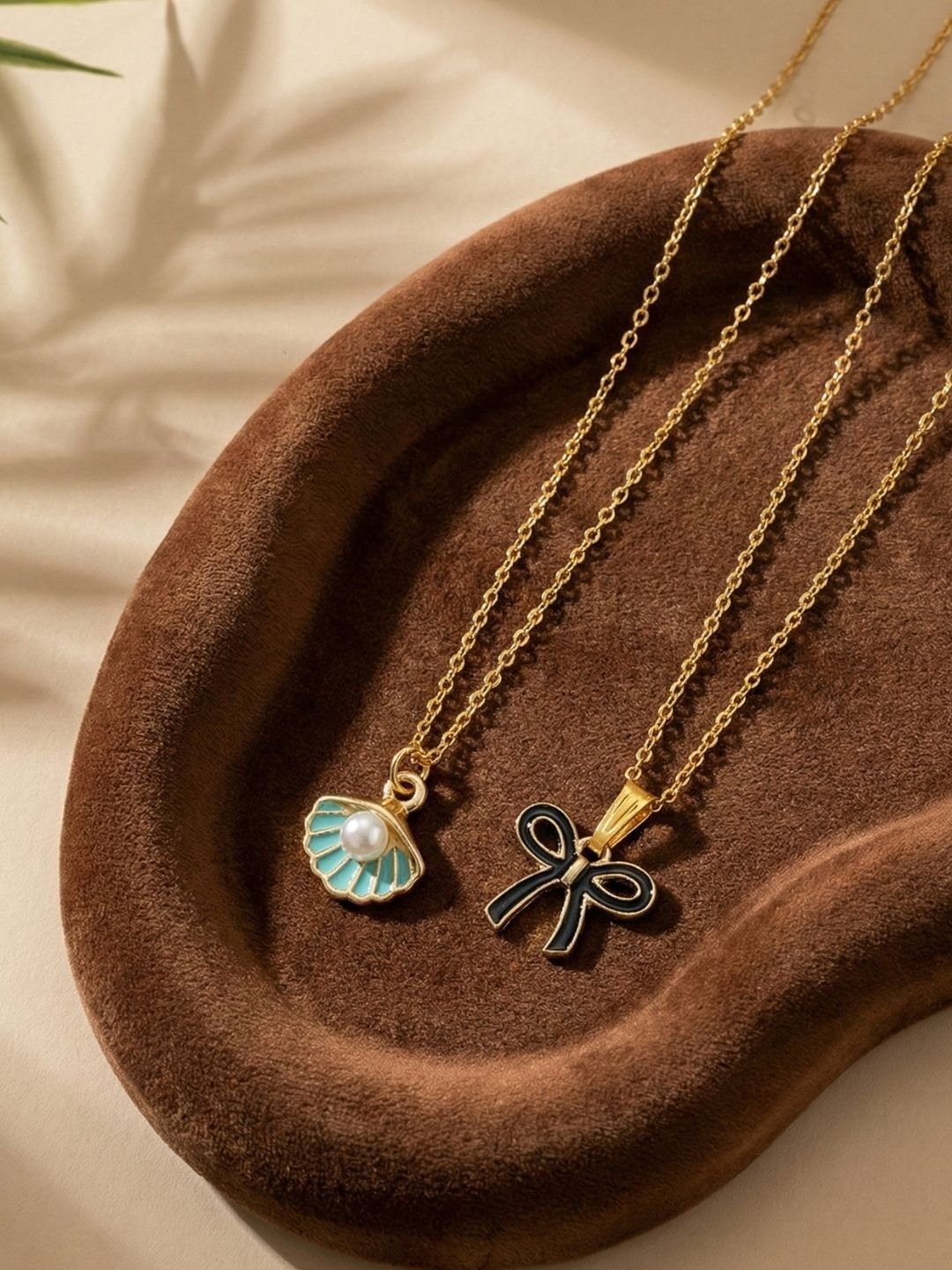 Lara Karen Set Of 2 Gold-Plated Pendants With Chains-picture-43
