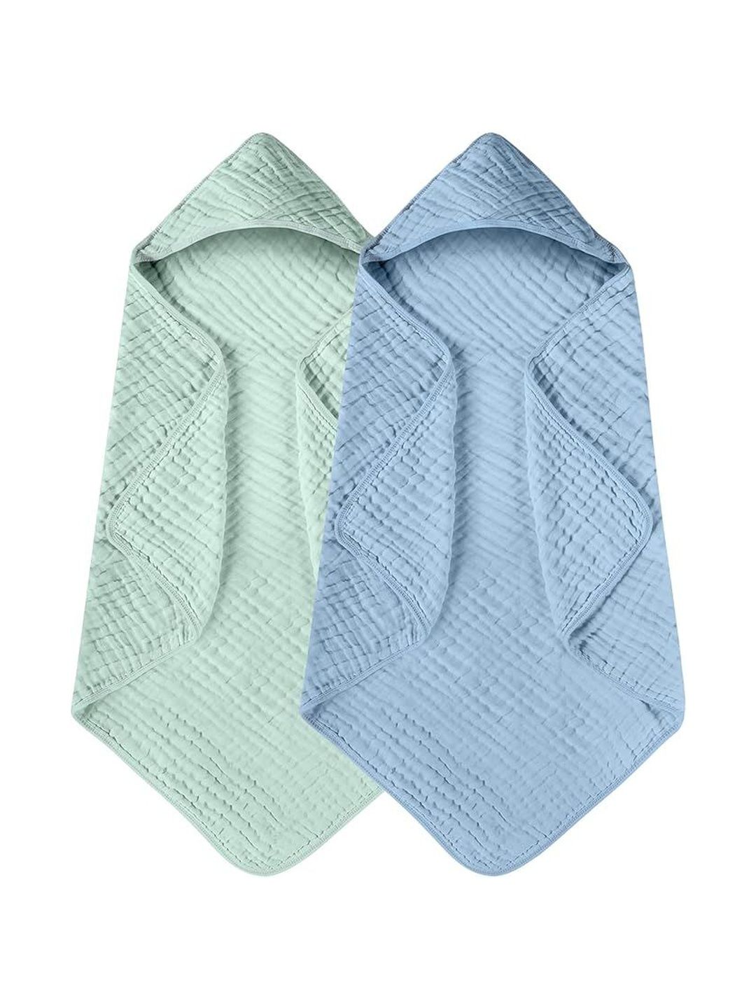 Teri Beri Pack of 2 Baby Pure Cotton Muslin Hooded Bath Towel-picture-38