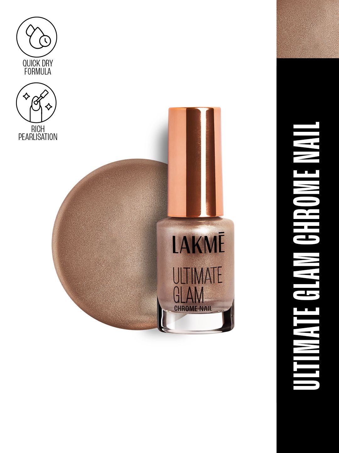 Lakme Ultimate Glam Chrome Nail Paint with Quick Dry Formula 6 ml - Brown-picture-33