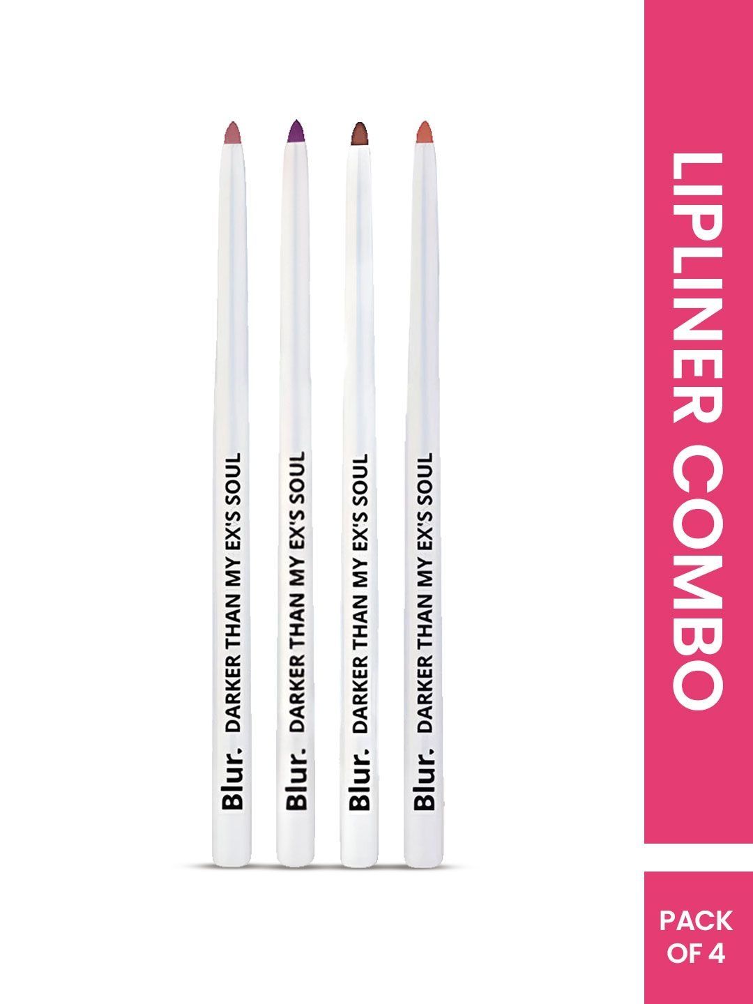BLUR INDIA Set Of 4 Darker Than My Ex's Soul Kajal Pencil & Lip Liner - 0.35g Each-image-8