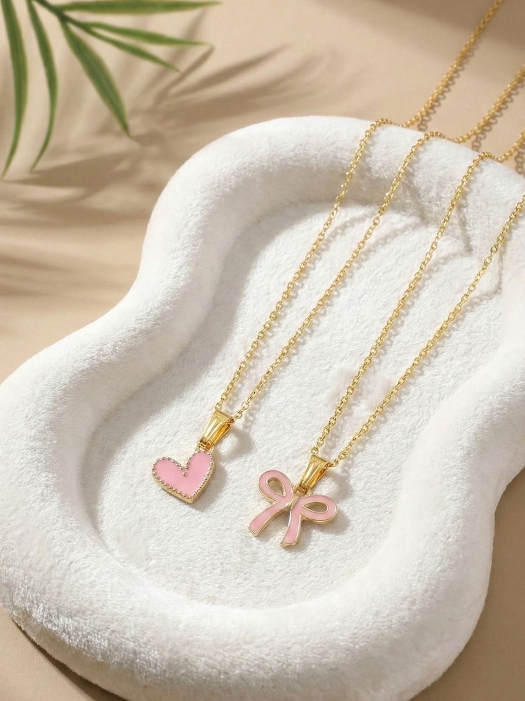Lara Karen Set Of 2 Gold-Plated Pendants With Chains-image-14