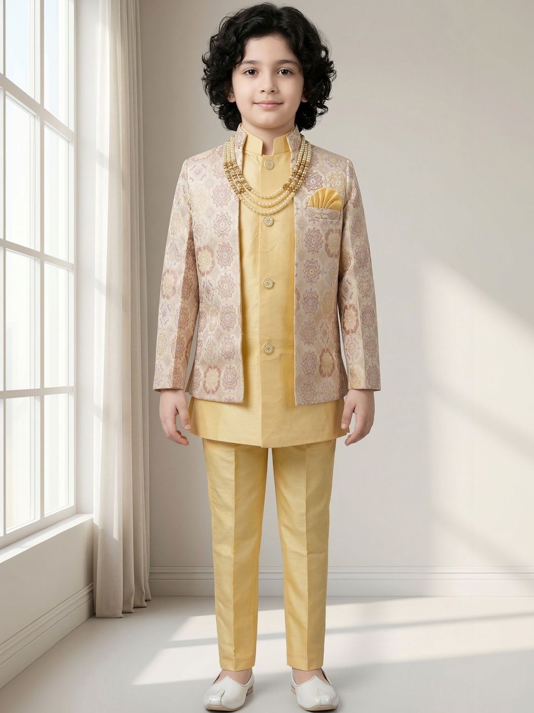 ahhaaaa Boys Embroidered Mandarin Collar Sherwani-picture-16