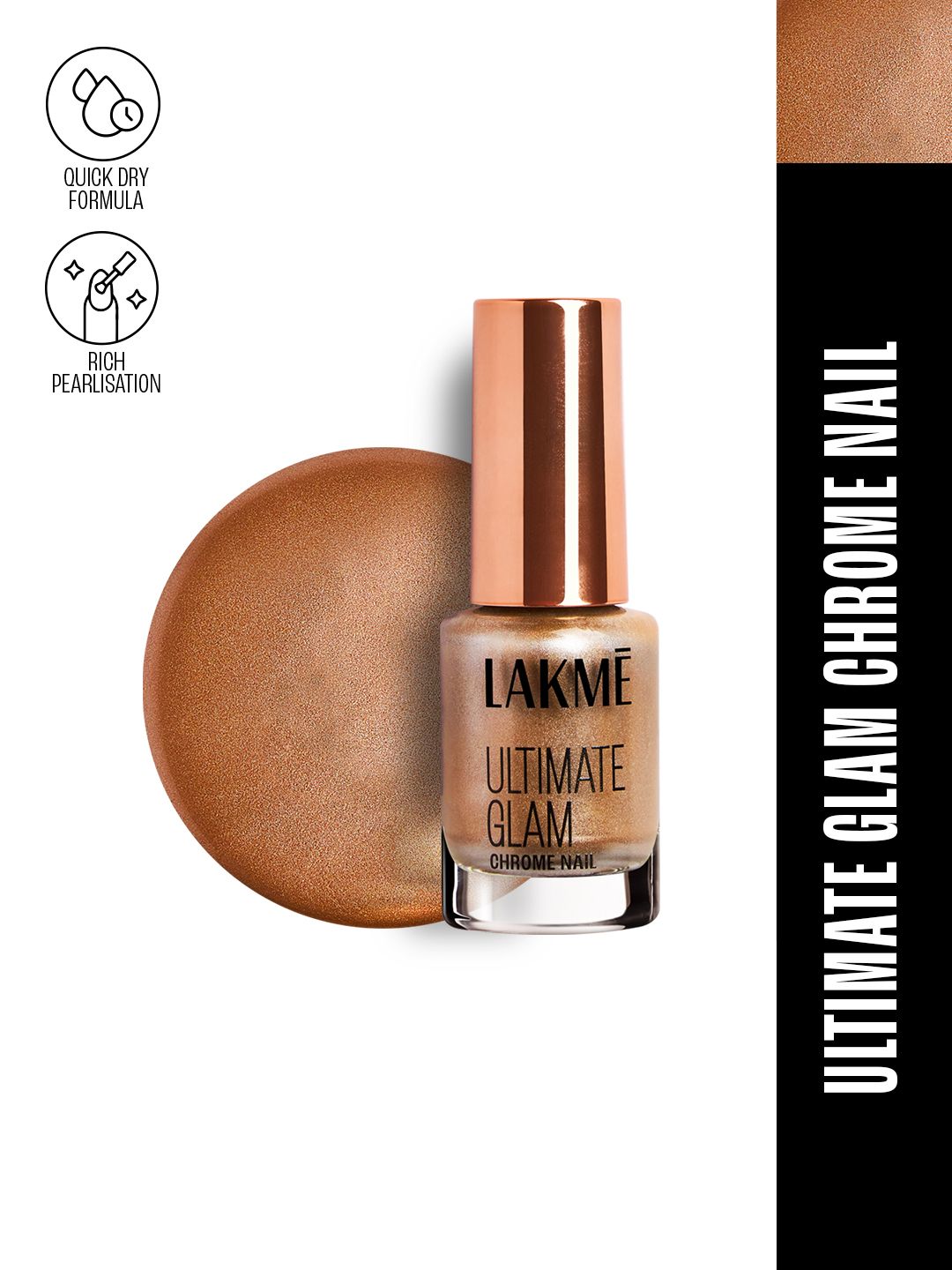 Lakme Ultimate Glam Chrome Nail Paint with Quick Dry Formula 6 ml - Rust-picture-28