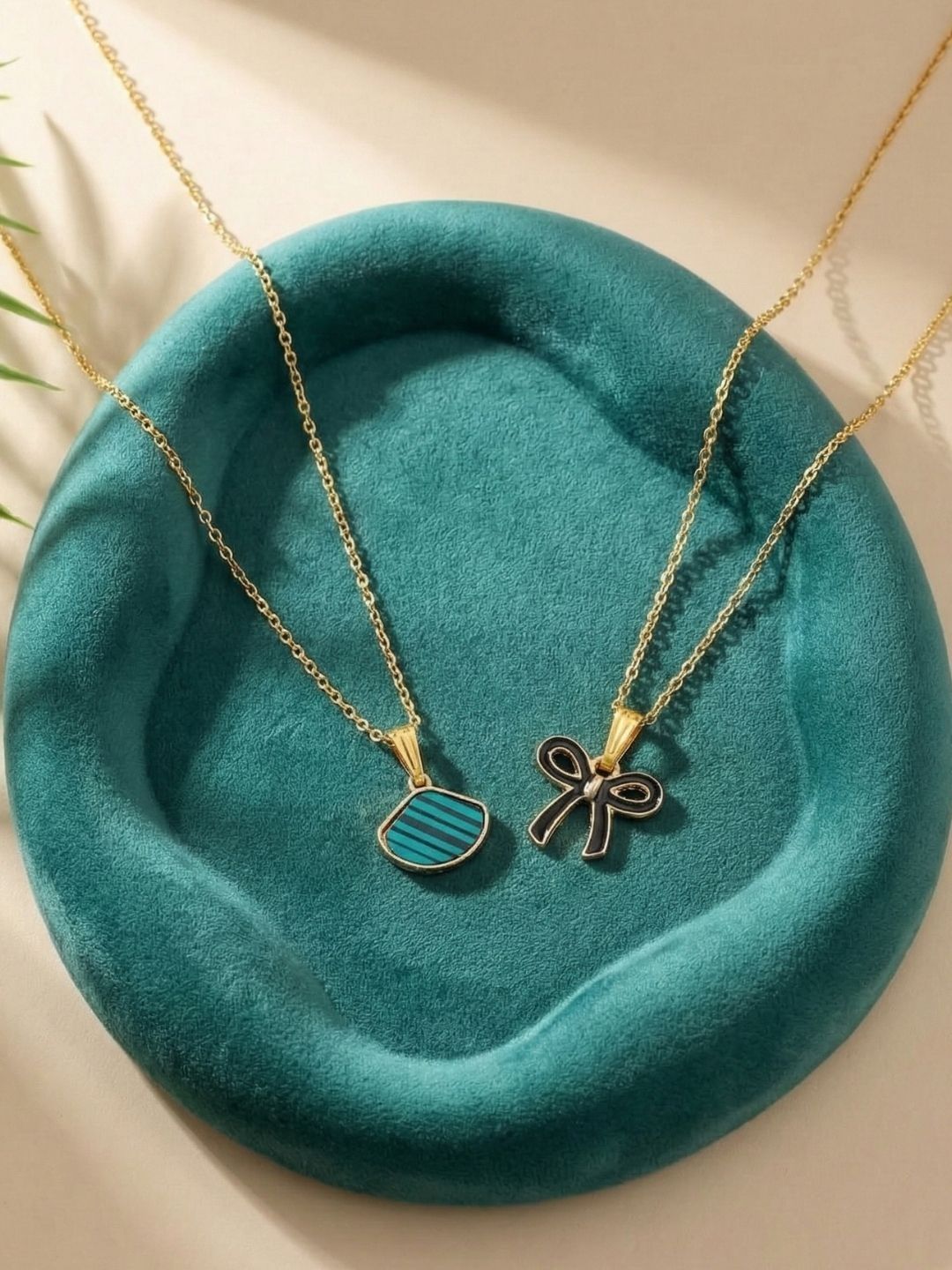 Lara Karen Set Of 2 Gold-Plated Pendants With Chains-picture-11
