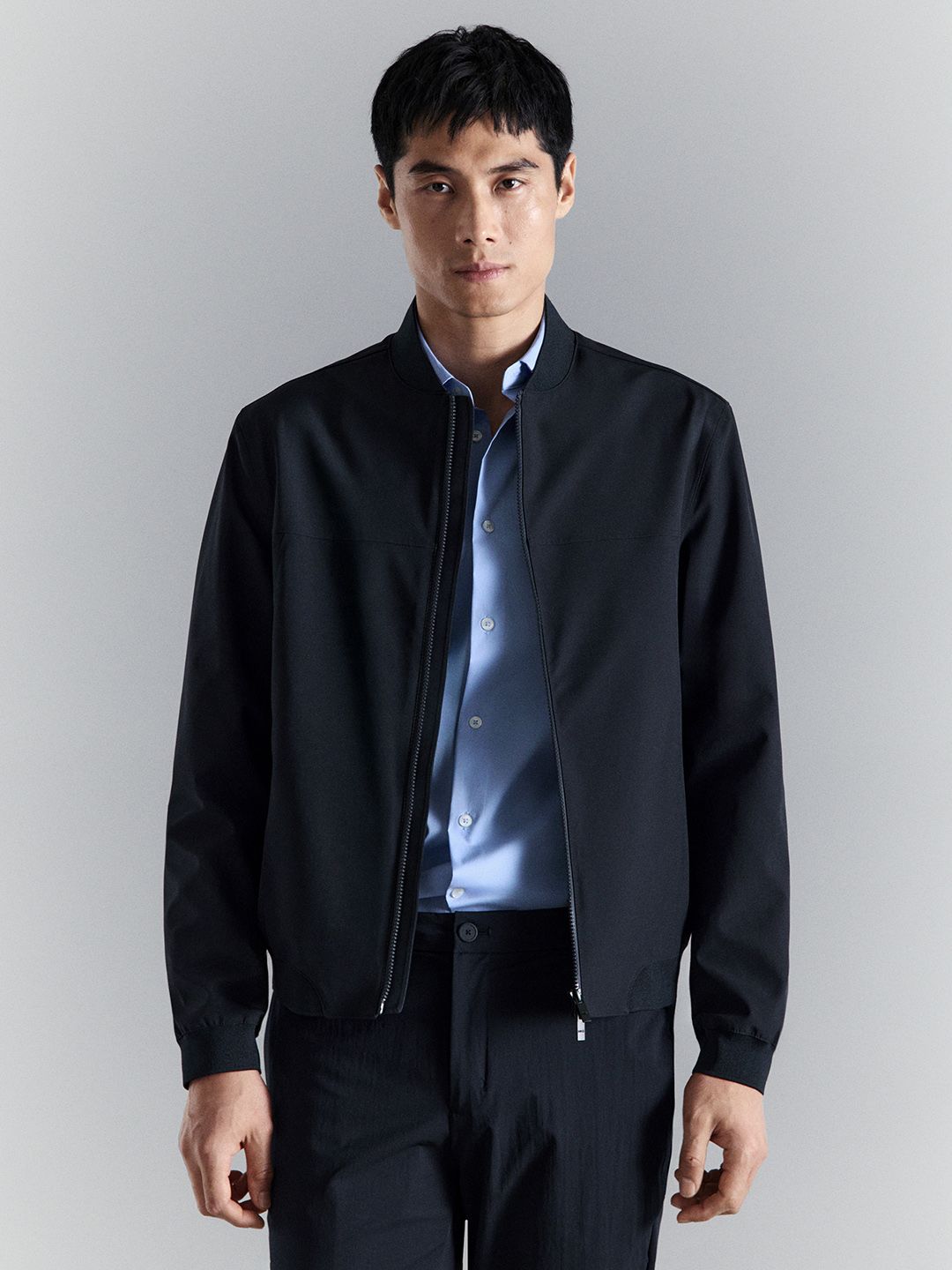 MANGO MAN Performance Stand Collar Windproof Tailored Jacket-image-35