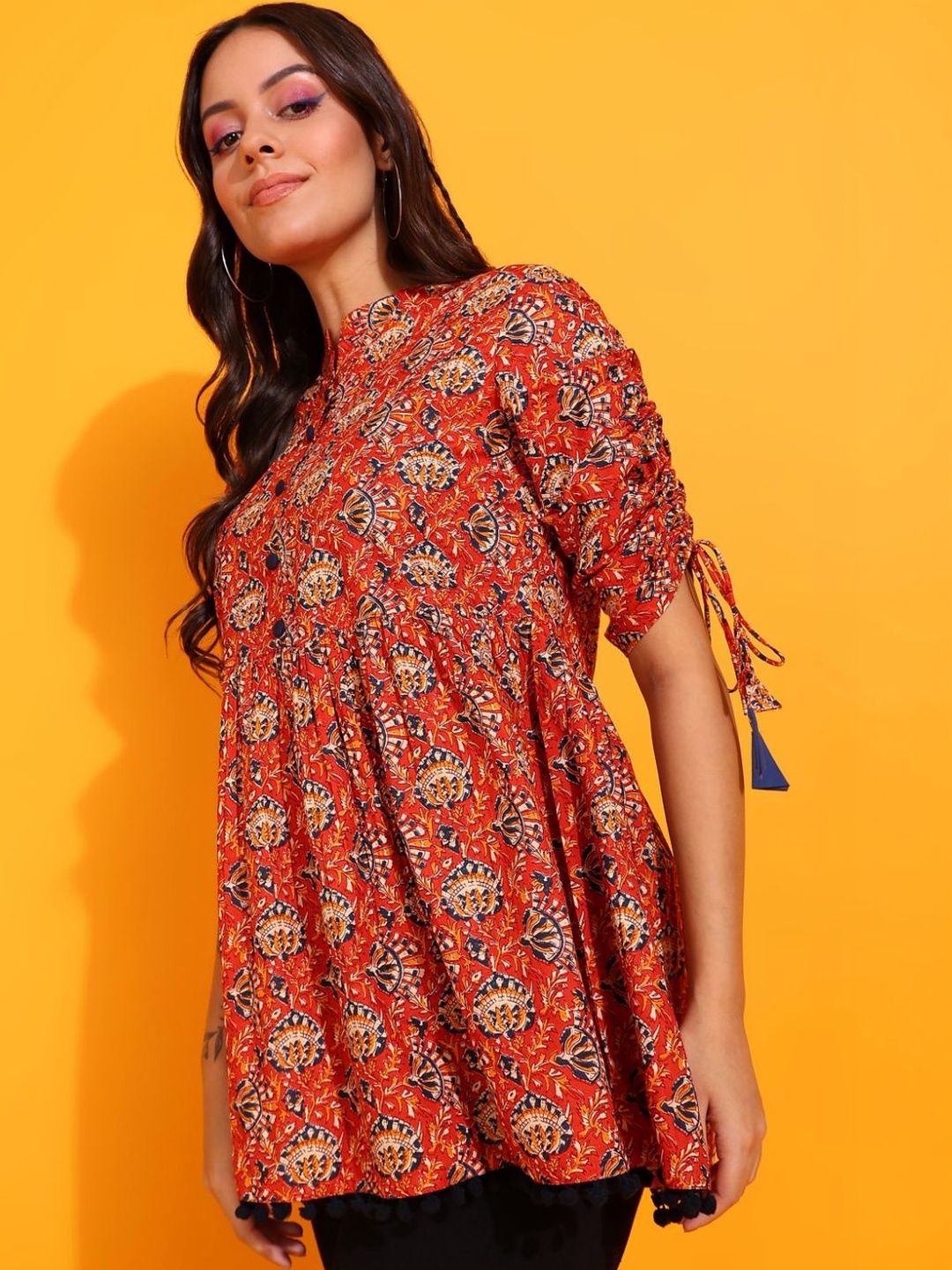 Sztori Floral Printed Pure Cotton Kurti-image-38
